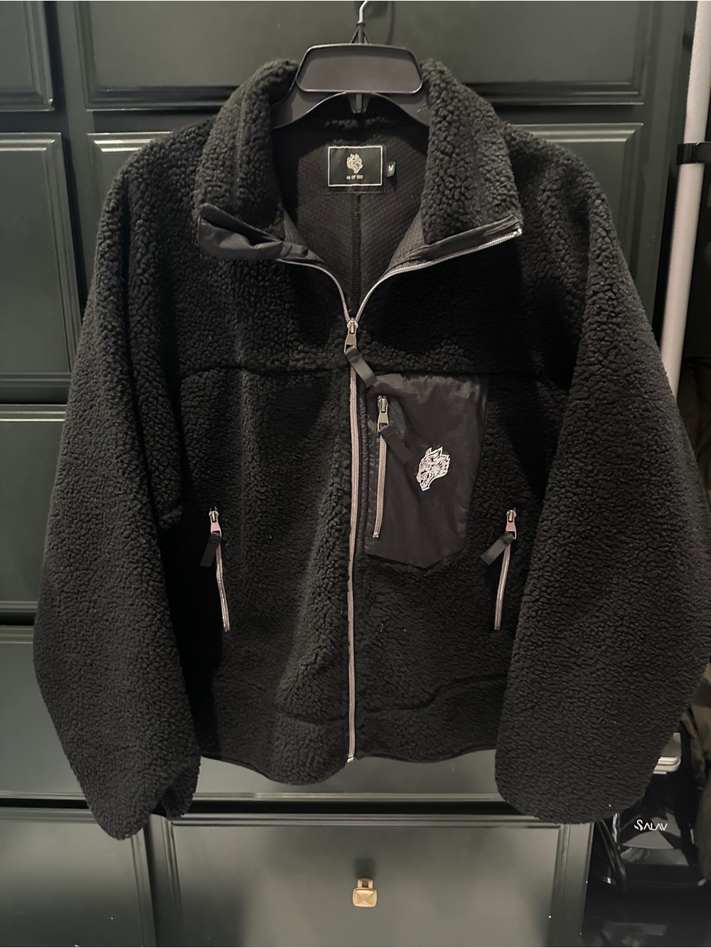 NWT Darc Sport Black Sherpa Zip-Up Jacket with Chest Pocket